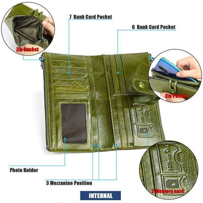 Wallet Women Leather Card Holder Wallet Long Zipper Purse Coin Purse Money Bags