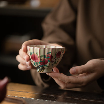 Boutique Tea Cup Crackle Glaze Ruyao Craft Porcelain Master Cup Lotus Design Cup