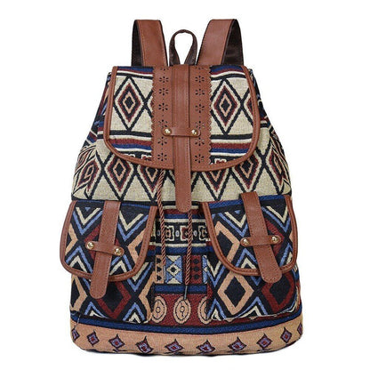 Backpack Retro Pattern Canvas Bag Fashion Travel Drawstring Multifunctional Bags