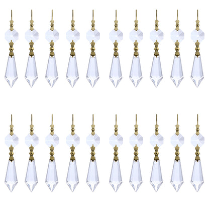 50 Gold Hook Hanging Drop Pendant Clear Chandelier Crystal Lamp Prisms Part 38mm