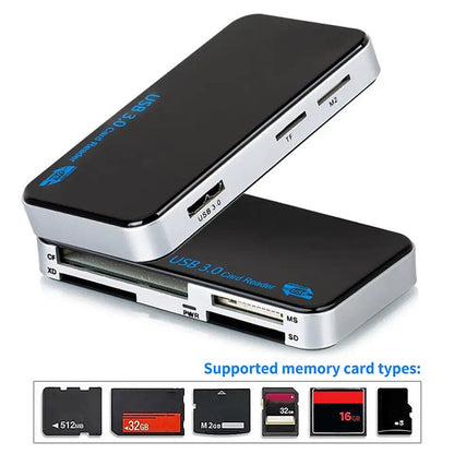 USB 3.0 Memory Card Reader Adapter 5GBPS Fit CF/TF/SD/Micro SD/XD/M2/MS Card LOT