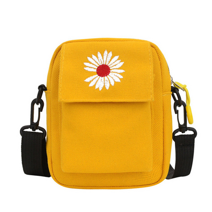 Women Shoulder Bag Cute Daisy Crossbody Bag Casual Tote Canvas Zipper Coin Purse