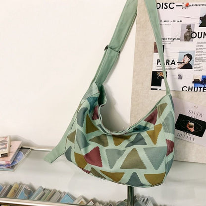 Canvas Big Soft Slouchy Bag Vintage Retro Student Laptop Pouch Crossbody Purse