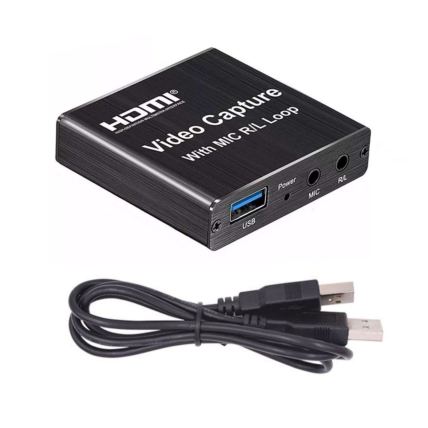 1080P Video Capture Card 4K Screen Record Game Streamer Device MIC R/L Loop