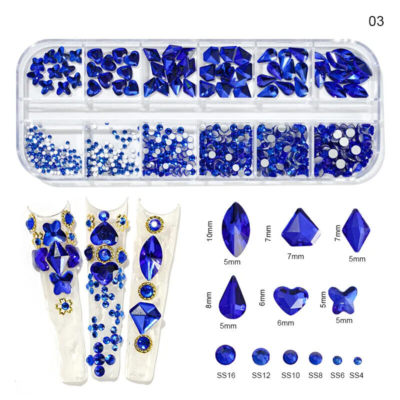 Nail Charms 30Pcs Boxed Luxury Shiny Planet Alloy 3D Art Rhinestones Bling Decor