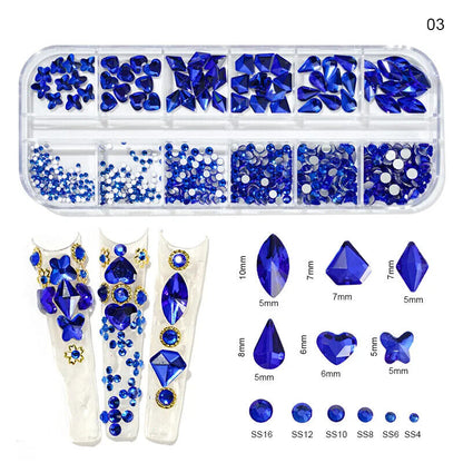 Nail Charms 30Pcs Boxed Luxury Shiny Planet Alloy 3D Art Rhinestones Bling Decor