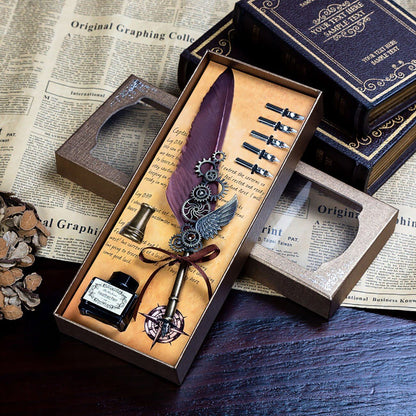 Wax Stamps Seal Feather Dip Quill Ink Gift Calligraphy Sealing Kits 2 3 Pen Sets