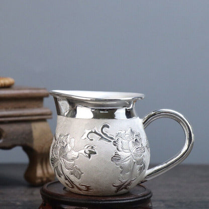 Sterling Silver Tea Set Stove Kettle Tea Pot Tea Cups 100% 999 Silver Snowflake
