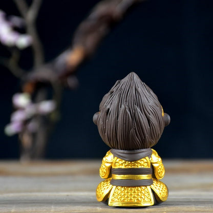 Chinese Ornament Small Monkey King Yixing Zisha Tea Pet Statue Table Decoration