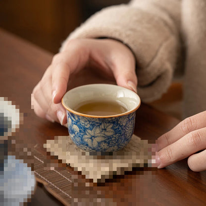 Ceramic Flower Teacups Household Ceramic Tea Cups Personal Use Teacups Tea Set