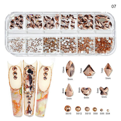 Nail Charms 30Pcs Boxed Luxury Shiny Planet Alloy 3D Art Rhinestones Bling Decor