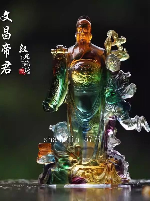 6.5" Crystal Wenchang Dijun Emperor Statue Wen Chang Wang King God Home