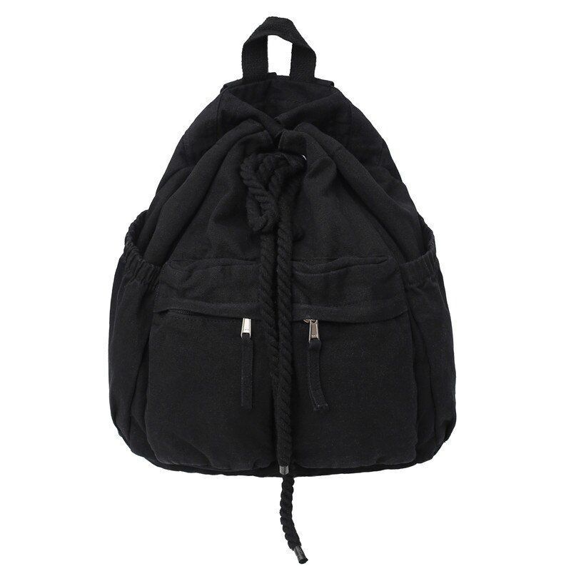 Canvas Vintage Leisure Drawstring Book Bag Brown Laptop Backpack Traveling Bags