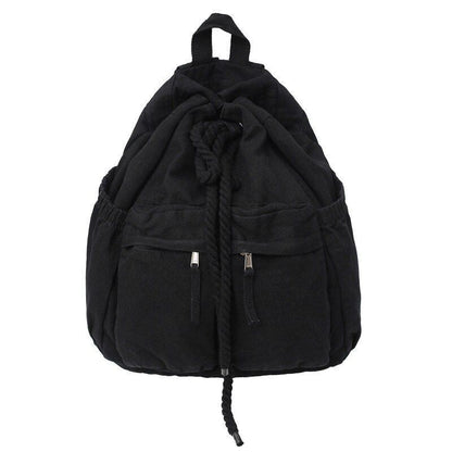 Canvas Vintage Leisure Drawstring Book Bag Brown Laptop Backpack Traveling Bags