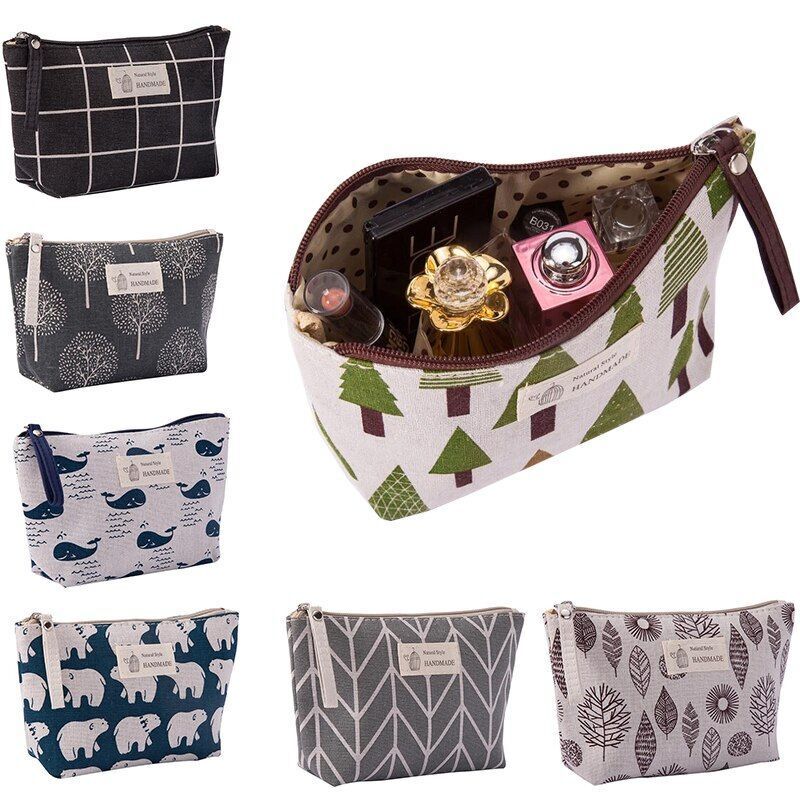 Travel Makeup Bag Organizer Plant Print Makeup Bag Wash Bag Pouch 20*8cm/21*13cm