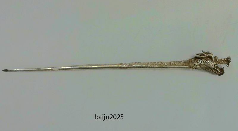 Collection Old Chinese Tibet Silver Hand-Made Dragon Hairpin Hair Decoration