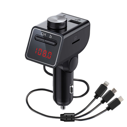 Bluetooth Car FM Transmitter MP3 Player with Type-C Micro-USB 8Pin Charger Cable