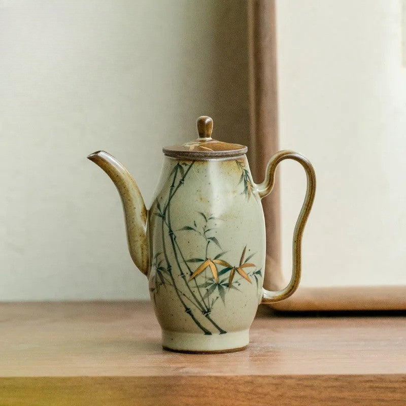 Glazed Ceramic Teapot Pure Hand-painted Bamboo Filter Pot Tea Soaking Kettle