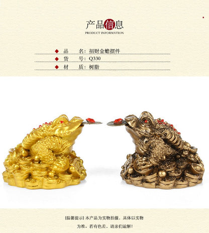 1PC Luck Golden Toad Ornament Three Legged Toad Gift Decoration