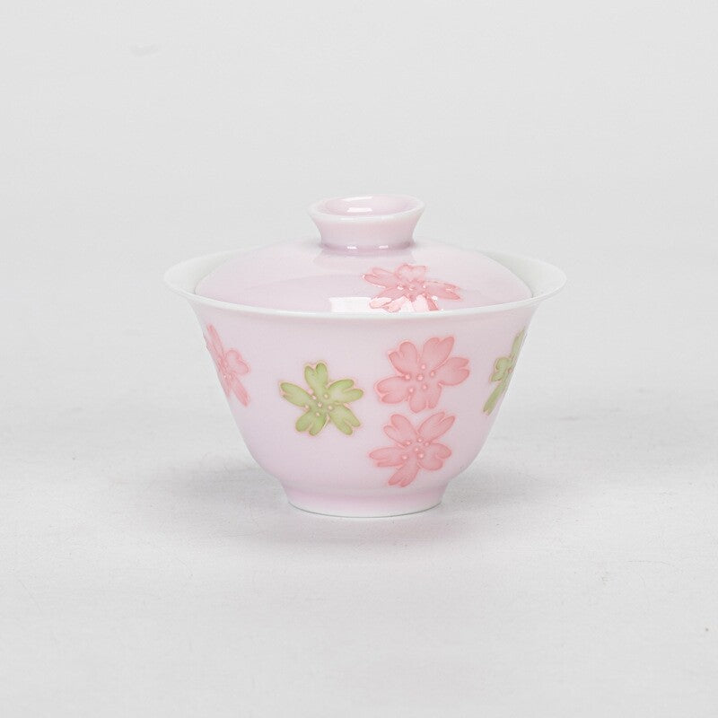 Gaiwan For Lady Floral Relief Under Glaze Porcelain Tureen With Lid Ceramic New