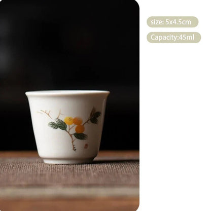 1Pc Chinese Handmade Ceramic Teacup Hand Painted Flower Porcelain Tea Cup