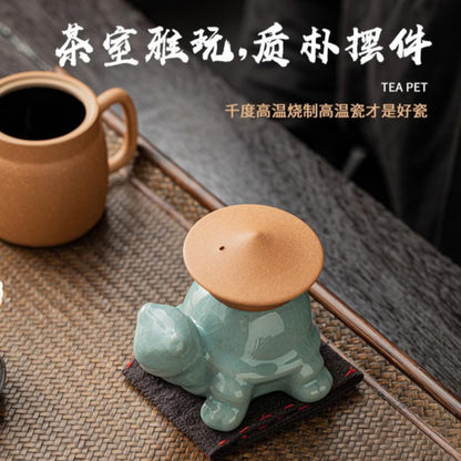 Ceramic Tea Pet Ornament 10cm Teapot Cover Holder Tea Table Decor Tea Ceremony