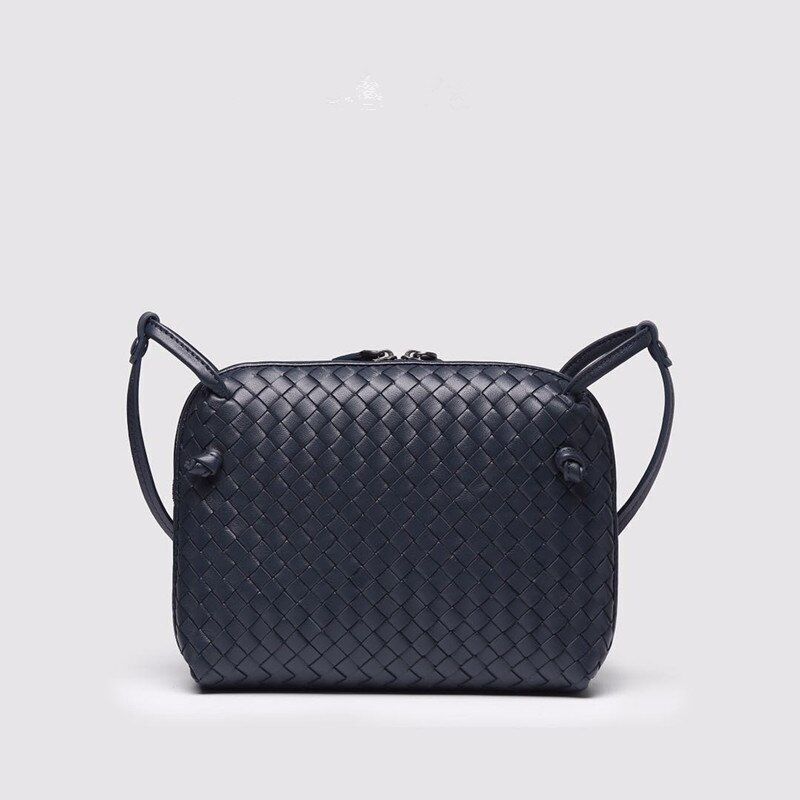 Woven Square Bag Genuine Leather Small Purse Single Shoulder Bag Crossbody Pouch