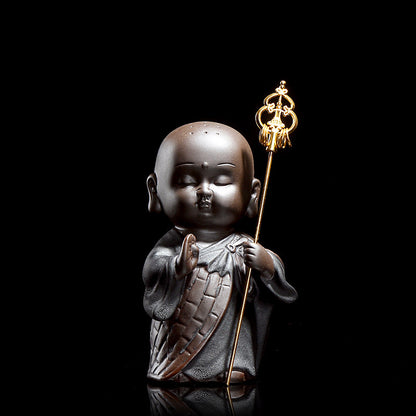 Yixing Zisha Tea Pet House Warming Gift Study Decoration Handmade Monk Statue