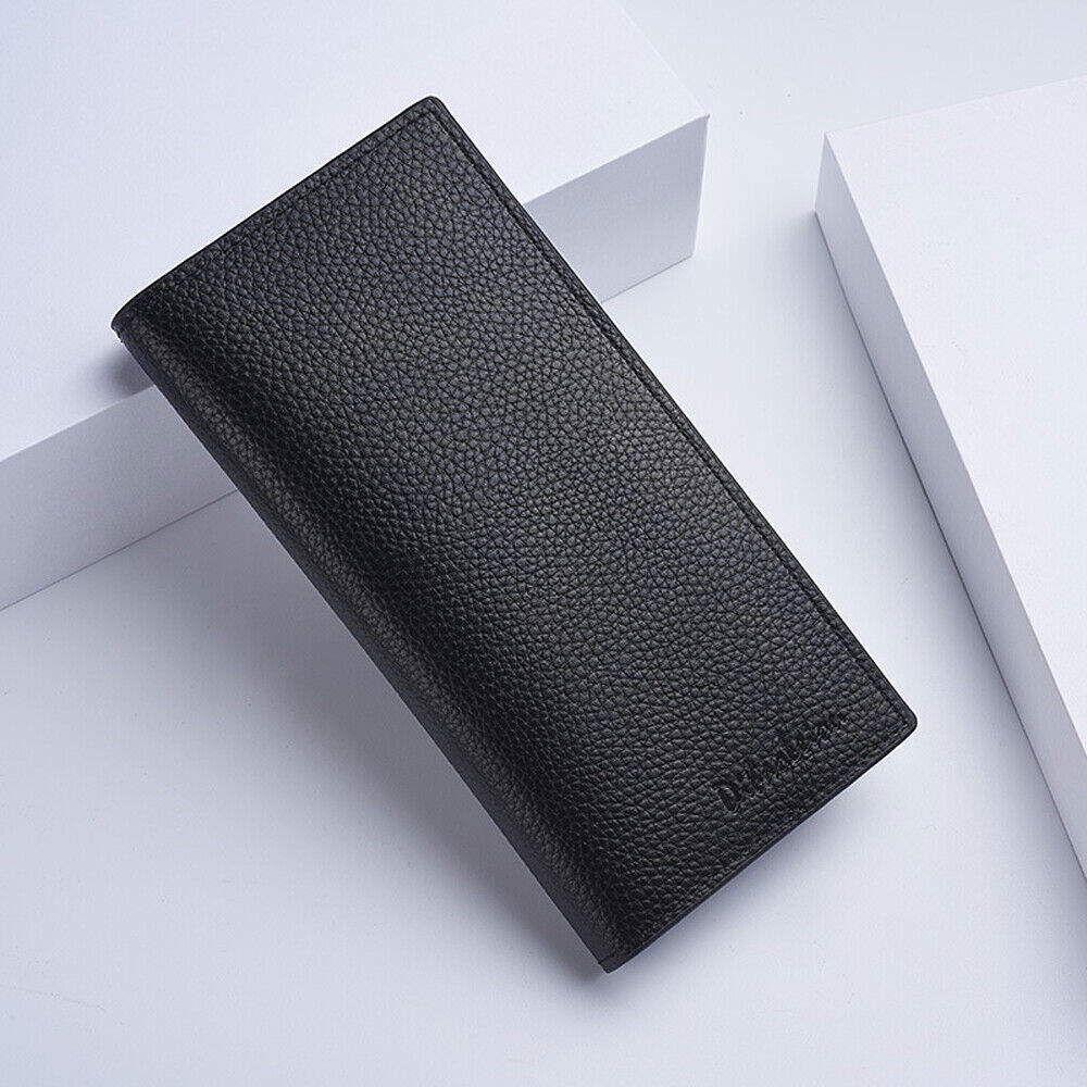 Men's Bifold Leather Wallet Long Zip Clutch Purse Credit Card Holder Handbag
