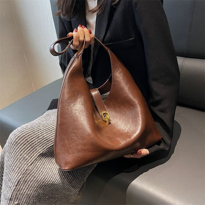 Large Bag Handbags Vintage Shoulder Bags Handbag Brown Synthetic Leather Purse