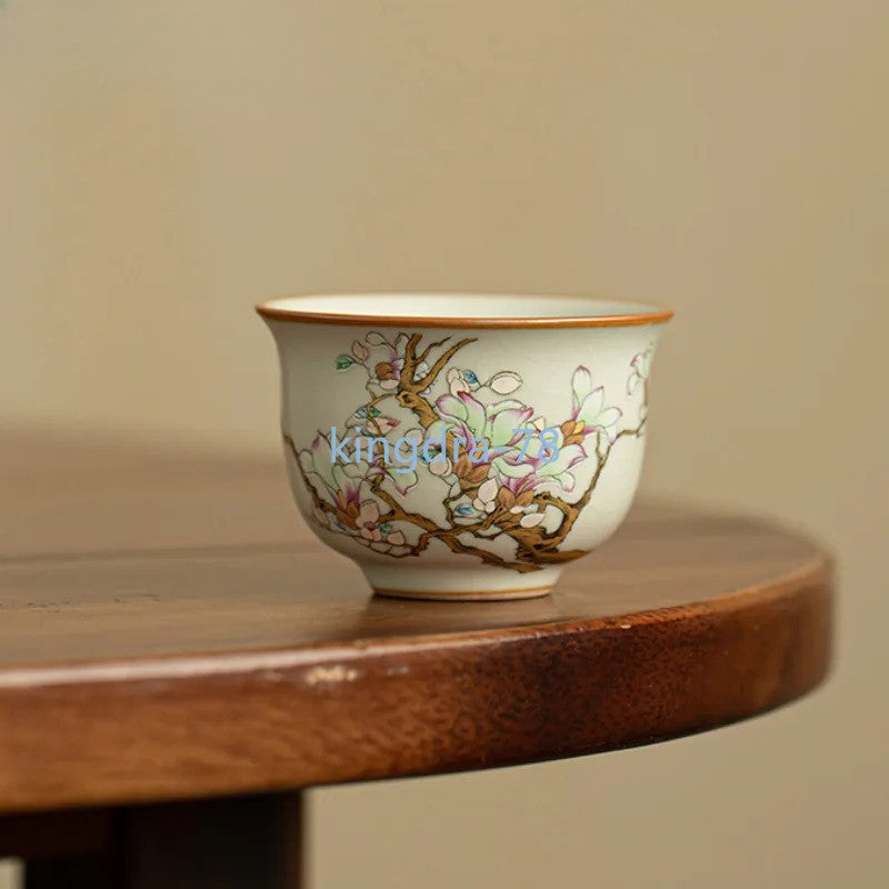 60ml Ceramic Ru Kiln Magnolia Teacup Zen Tea-tasting Meditation Cup Master Cup