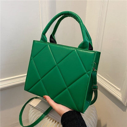 Spring Women Shoulder Bag Plaid Pu Leather Crossbody Bags Ladies Handle Bag