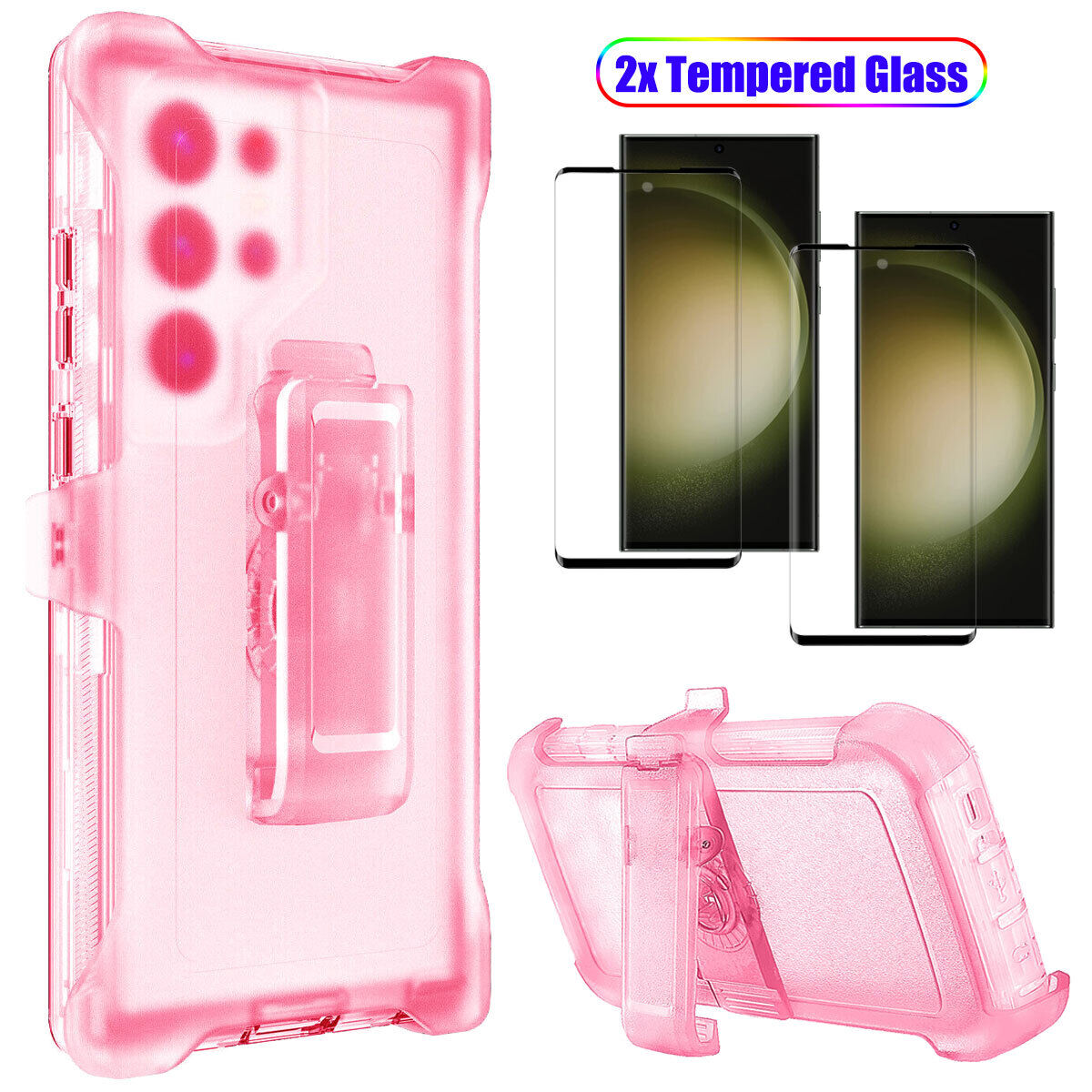 For Samsung Galaxy S23 S23+ S23 Ultra Clear Case w Clip Holster Belt Stand Cover