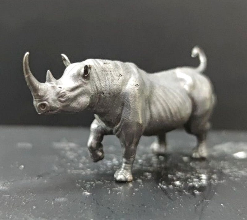 Solid Black Brass Rhinoceros Statue Animal Artwork Collection Decor