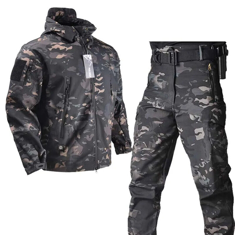 Jacket Shell Trainning Men Tactical Jackets+Pant Outdoor Army Hunting Suit