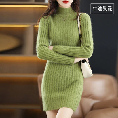 Women's 100% Pure Mink Cashmere Sweater Mink Fleece Dress Sweater Long