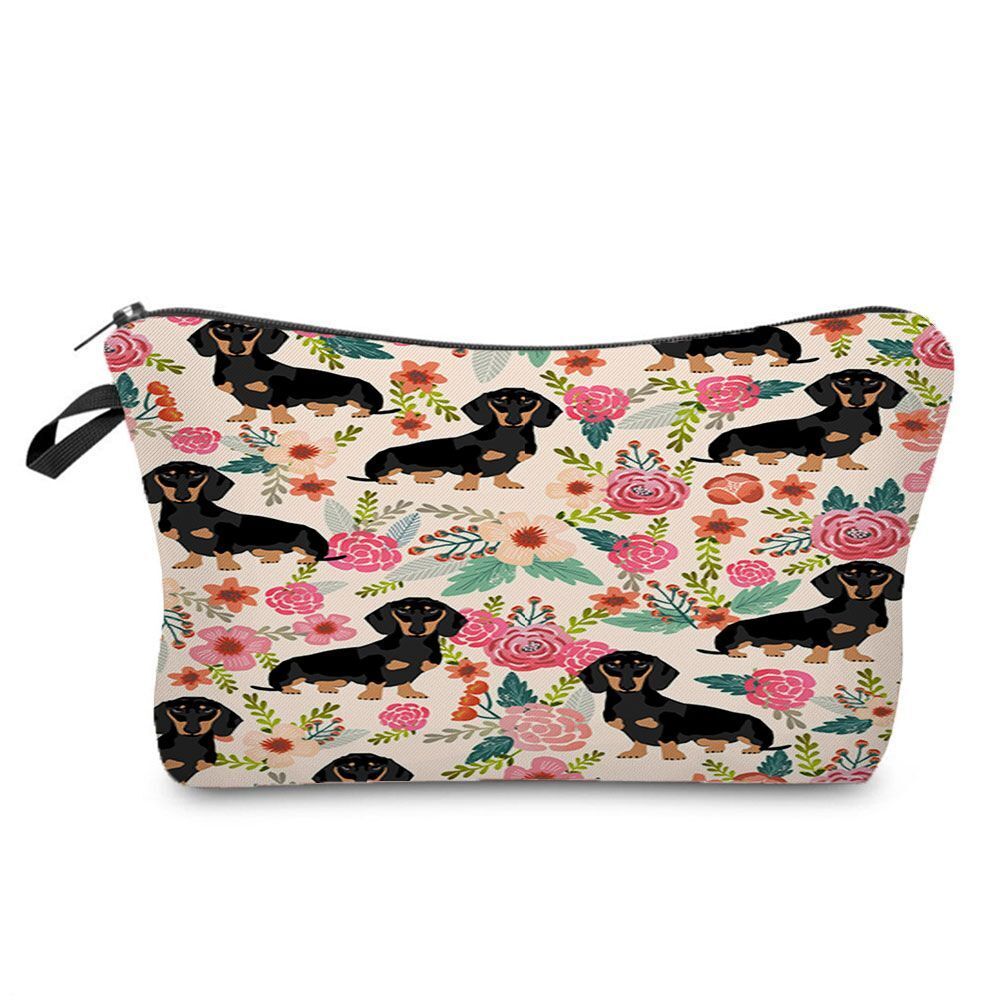 Cute Printed Cosmetic Bags Travel Storage Pouch Reusable Makeup Purse Polyester