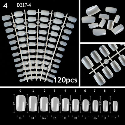 Fake Nails Transparent Nails Extension Short Square Nails 120PCS/Bag Natural DIY