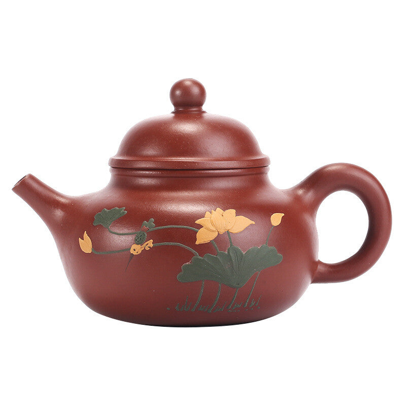 China Yixing Zisha Pottery Clovershrub Clay Handmade 260cc Lotus Teapot