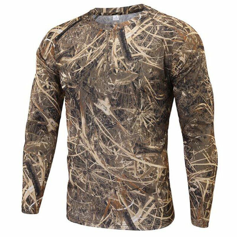 Tactical Camouflage T-Shirt Breathable Long Sleeve Outdoor Sport Hunting Camping