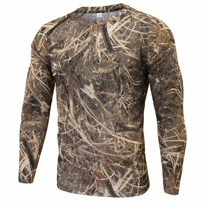 Tactical Camouflage T-Shirt Breathable Long Sleeve Outdoor Sport Hunting Camping