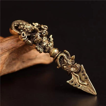 Solid Brass China Tibetan Elephant Vajra Hindu Brahmin Bless Lucky Amulet