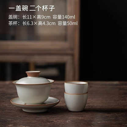 Ru Kiln Sancai Gaiwan Ceramic Tea Making Household Kung Fu Tea Set