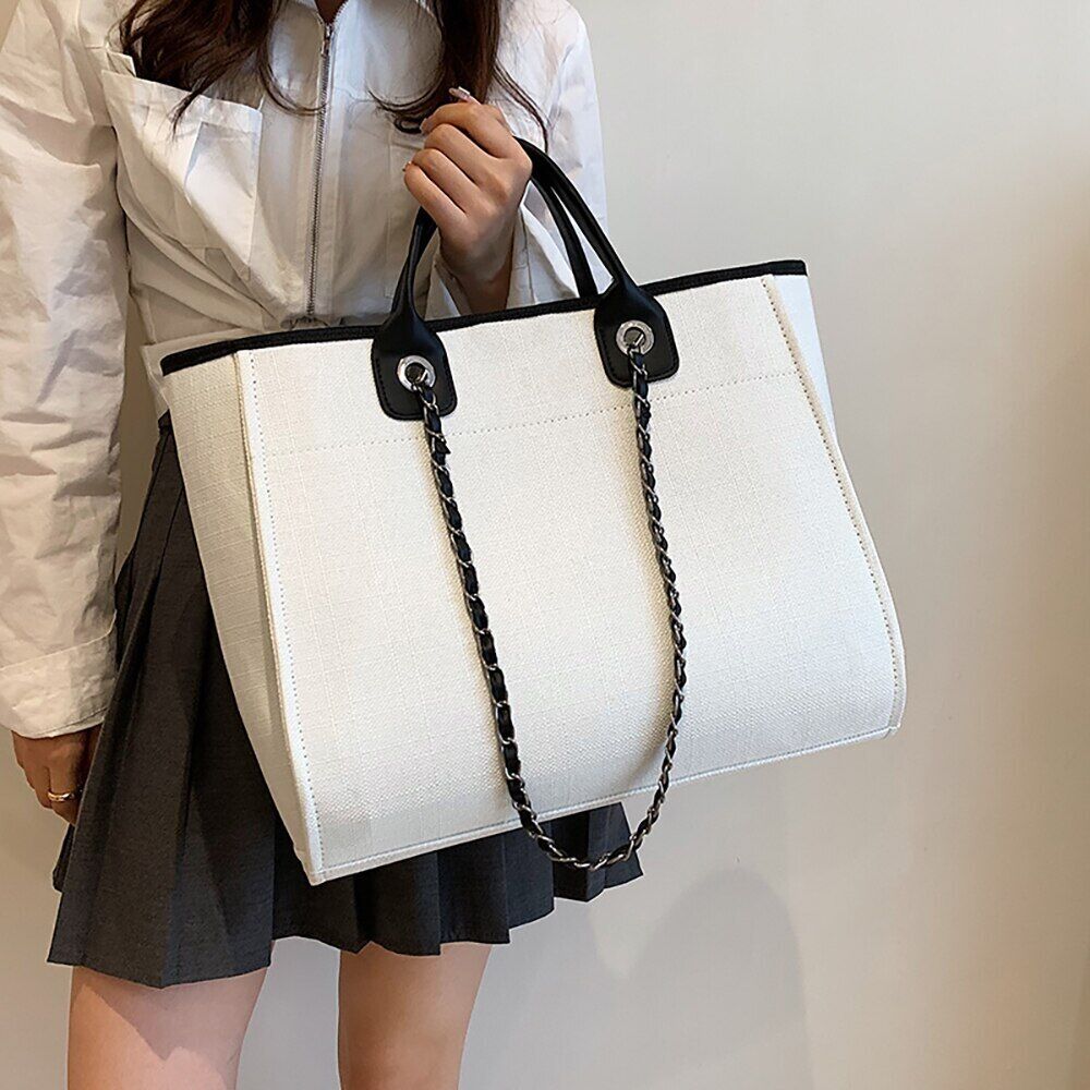 Canvas Shoulder Bag Women Tote Female Bags Chain Pink Handbags Handbag
