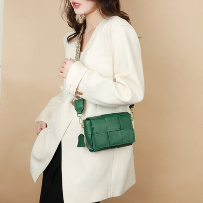 Shoulder Bag Leather Woven Crossbody Bags Wide Straps Messenger Bag Fashion 1 PC