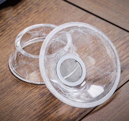 Tea Strainer Snow Crystal Glass Glaze Fine Mesh Brewing Filter Accessory 9x5.5cm