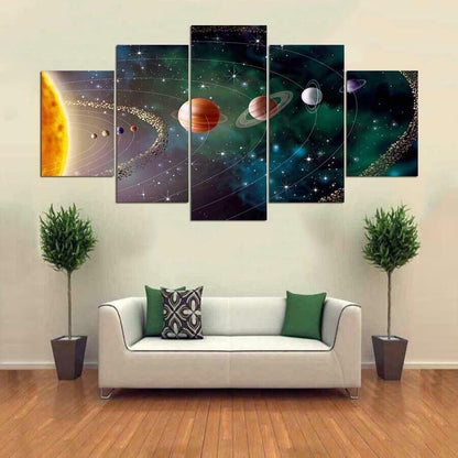 Solar System Galaxy Universe 5 Panel Canvas Print Wall Art Poster Home Decor