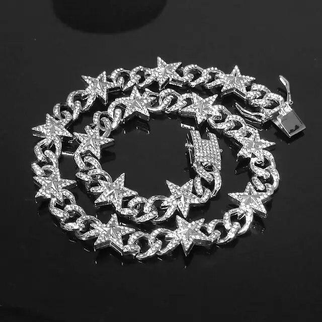 Mens ICED Miami Cuban Link Chain Barbed Thorn Spiked Necklace Plated CZ Jewelry