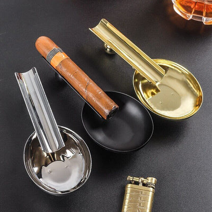 Cigar Ashtray Stainless Steel Spoon Cigarette Holder Stand Accessory 153x65x29mm