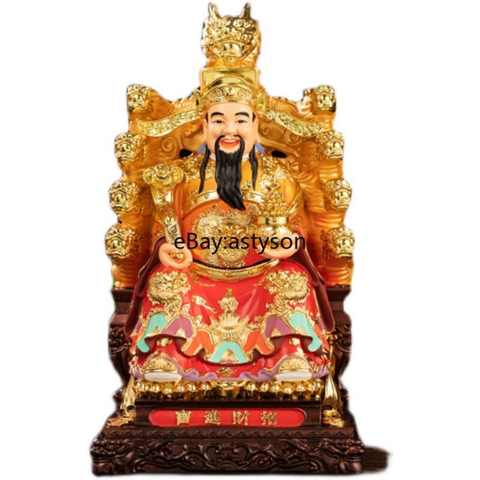 Buddha Statue of The God of Wealth Fortune Jiulong Chair God of Wealth Statue